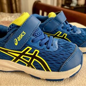 ASICS 6T Toddler Kids Boys Blue Yellow Sneakers Active Play Sporty Athletic EUC